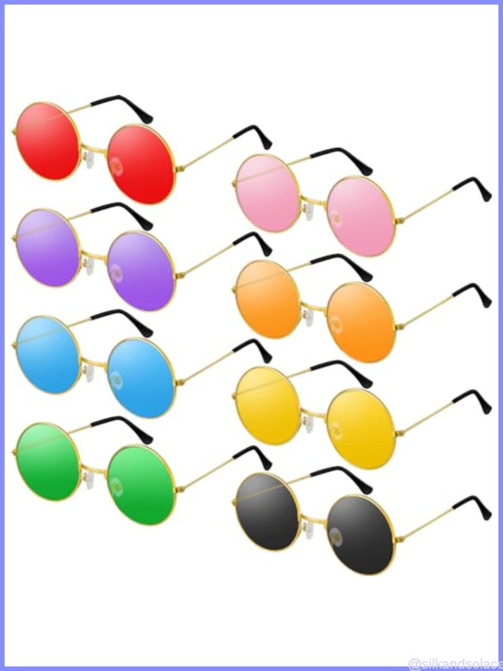 Retro Round Hippie Sunglasses 60s 70s Party Costume Eyewear Multi-Pack